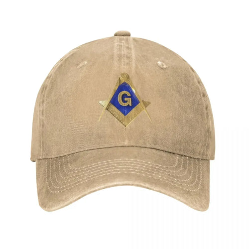 Baseball Cap Snapback Hat Punk Gold Square Compass Masonic Freemason