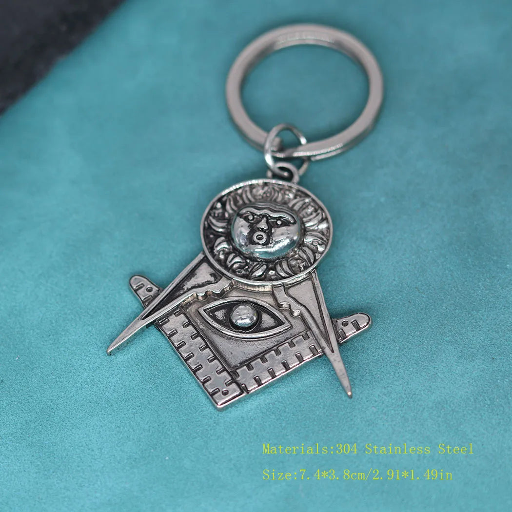 Masonic Sun Pendant Keychain For Men Women Slavic Keyring Knights Templar Solar System Symbol Key Chains Amulet Jewelry Gift