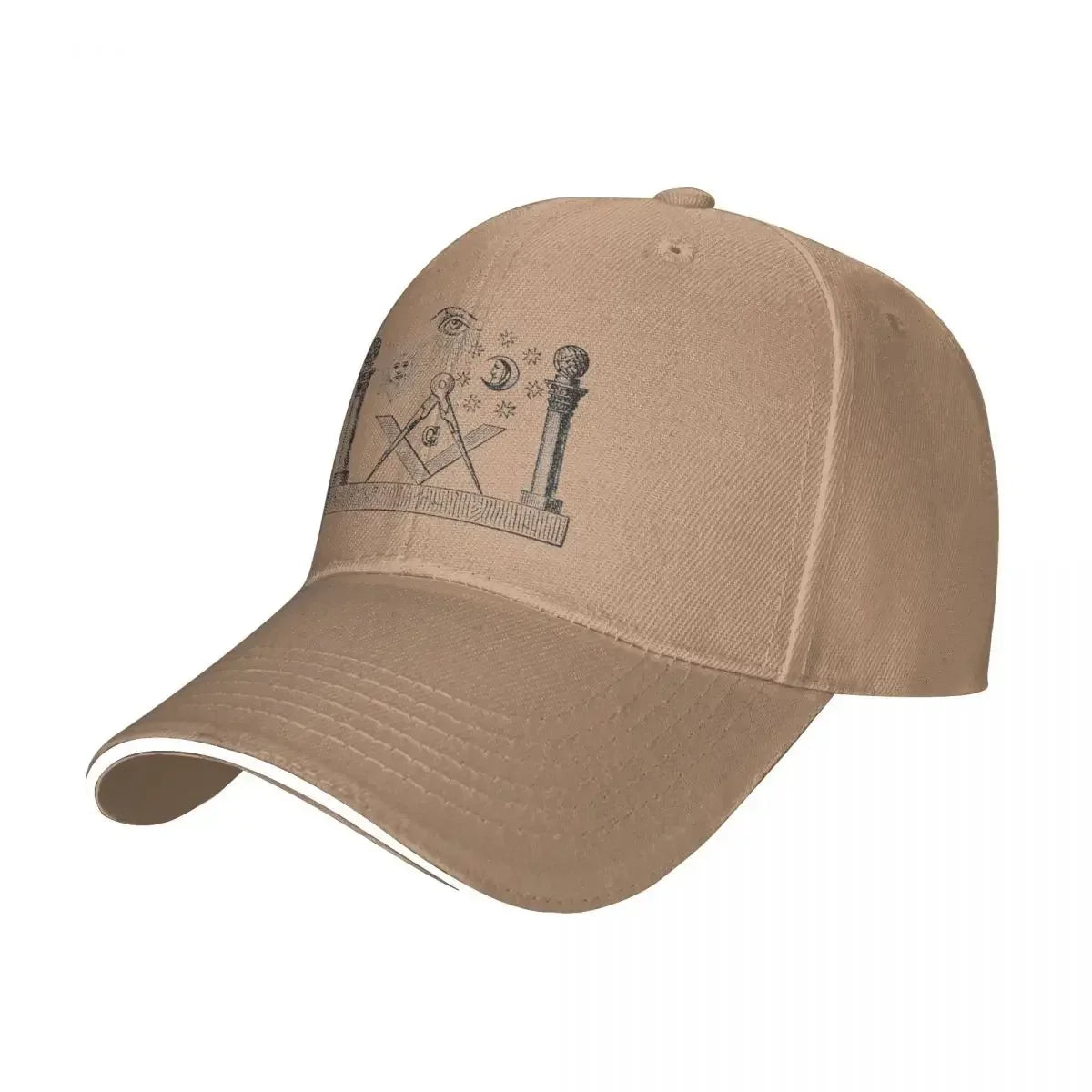 Symbols Of Masonry Freemasonry Baseball Caps Hip Hop Freemason Gold Square Compass Sandwich Cap Unisex Adjustable  Hat