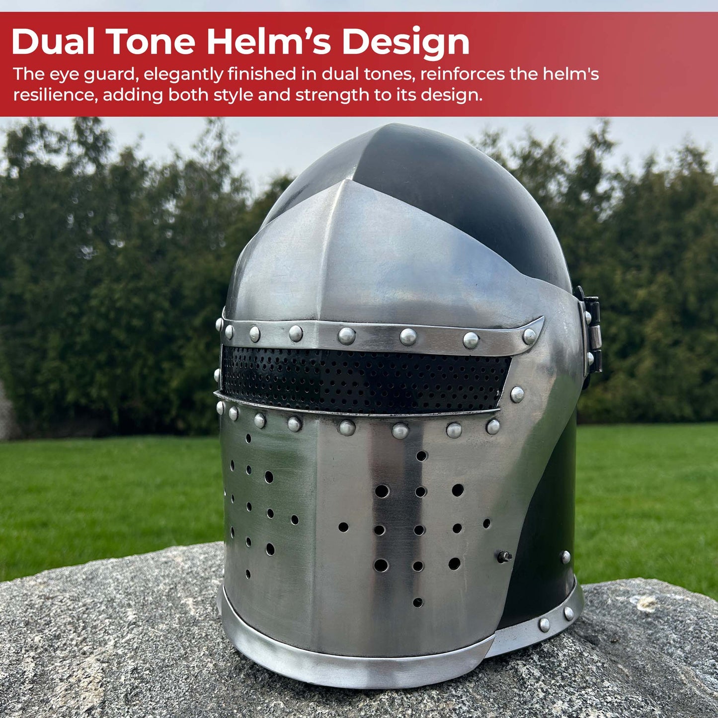 Siege Sentinel Dual Tone Visored Barbuta Helmet