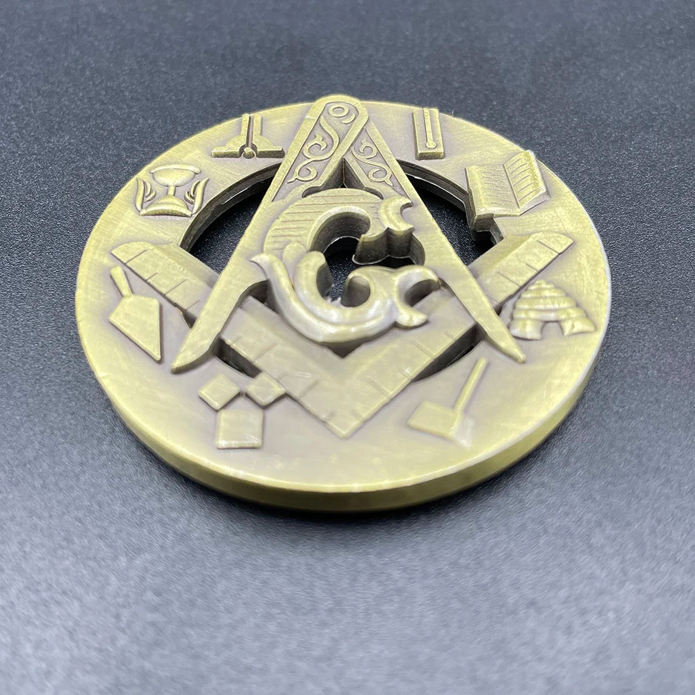 Freemasonry Coin Masonic Freemason Badge Token Free Mason's Symbol Bronze Hollow Carving Challenge Coin Collection