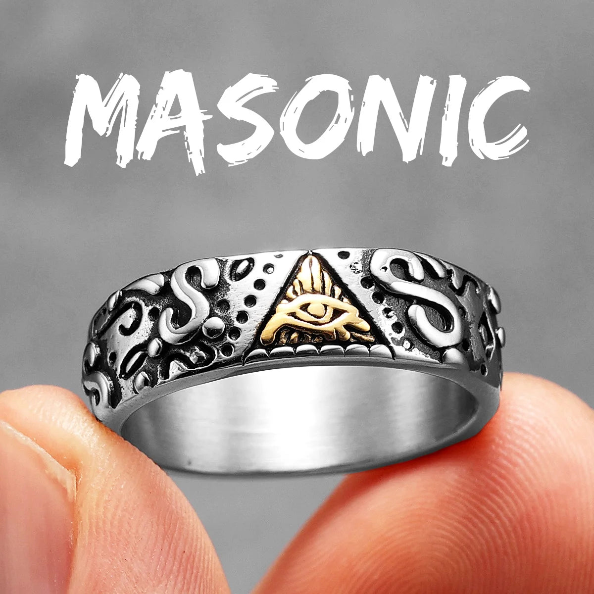 Masonic Eye of Light Men Rings Stainless Steel Women Jewelry Retro Punk New in Rock Cool Fashion Accessories Gift Wholesale