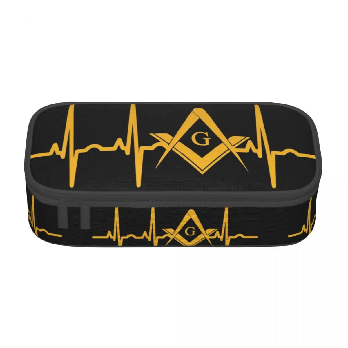 Custom Cute Gold Square Compass Masonic Freemason Pencil Cases for Freemasonry Mason Pencil Pouch School Accessories