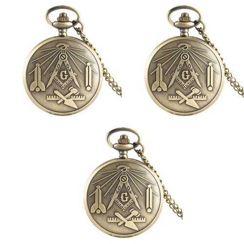 Bronze Masonic Vintage Necklace Pendant Quartz Clamshell Arabic