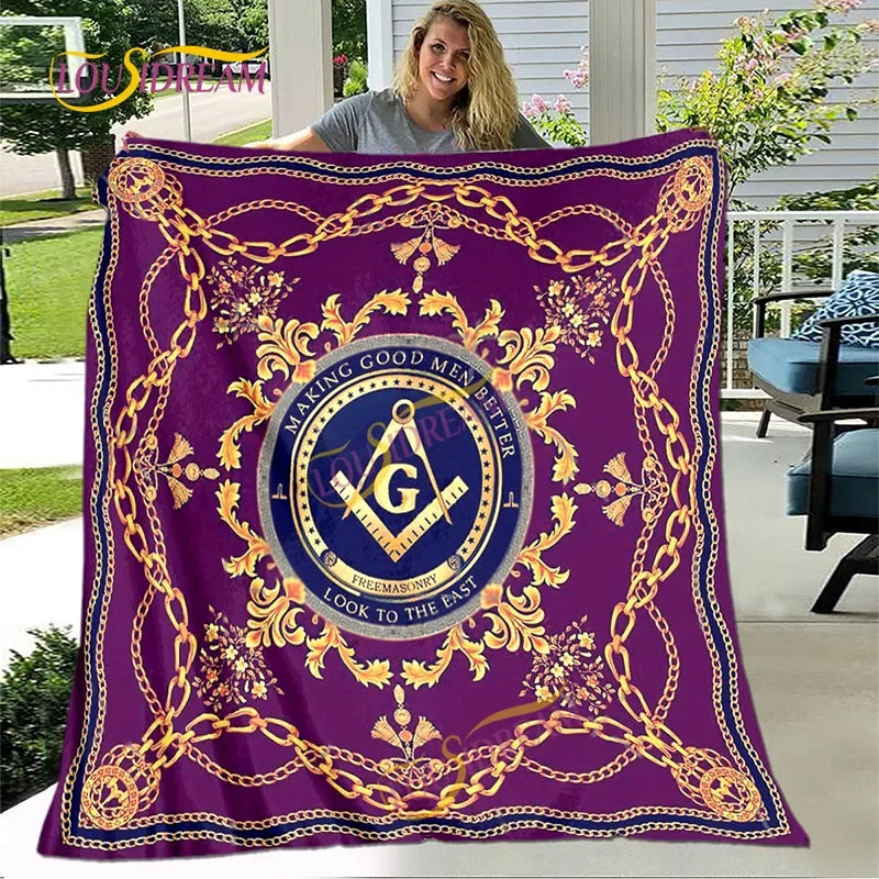 Creative Freemasonry Capital Community Blankets Masonic Lodge Soft Lightweight Thin Sheets Sofa Covers Hiking Warm Blankets.