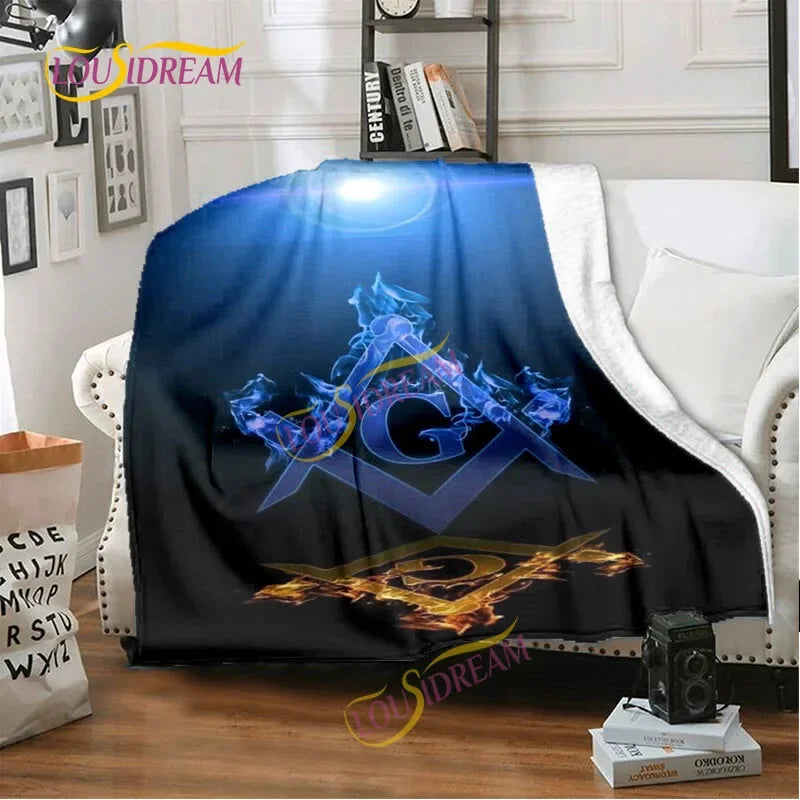 Creative Freemasonry Capital Community Blankets Masonic Lodge Soft Lightweight Thin Sheets Sofa Covers Hiking Warm Blankets.