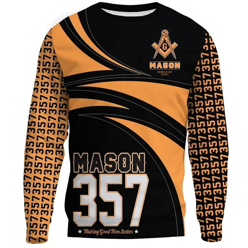 2024 Mason Freemasons Men's Sweatshirt Clothes 3D Print Freemason Sweaters Male Women Long Sleeve Tops Spring And Autumn Hoodie