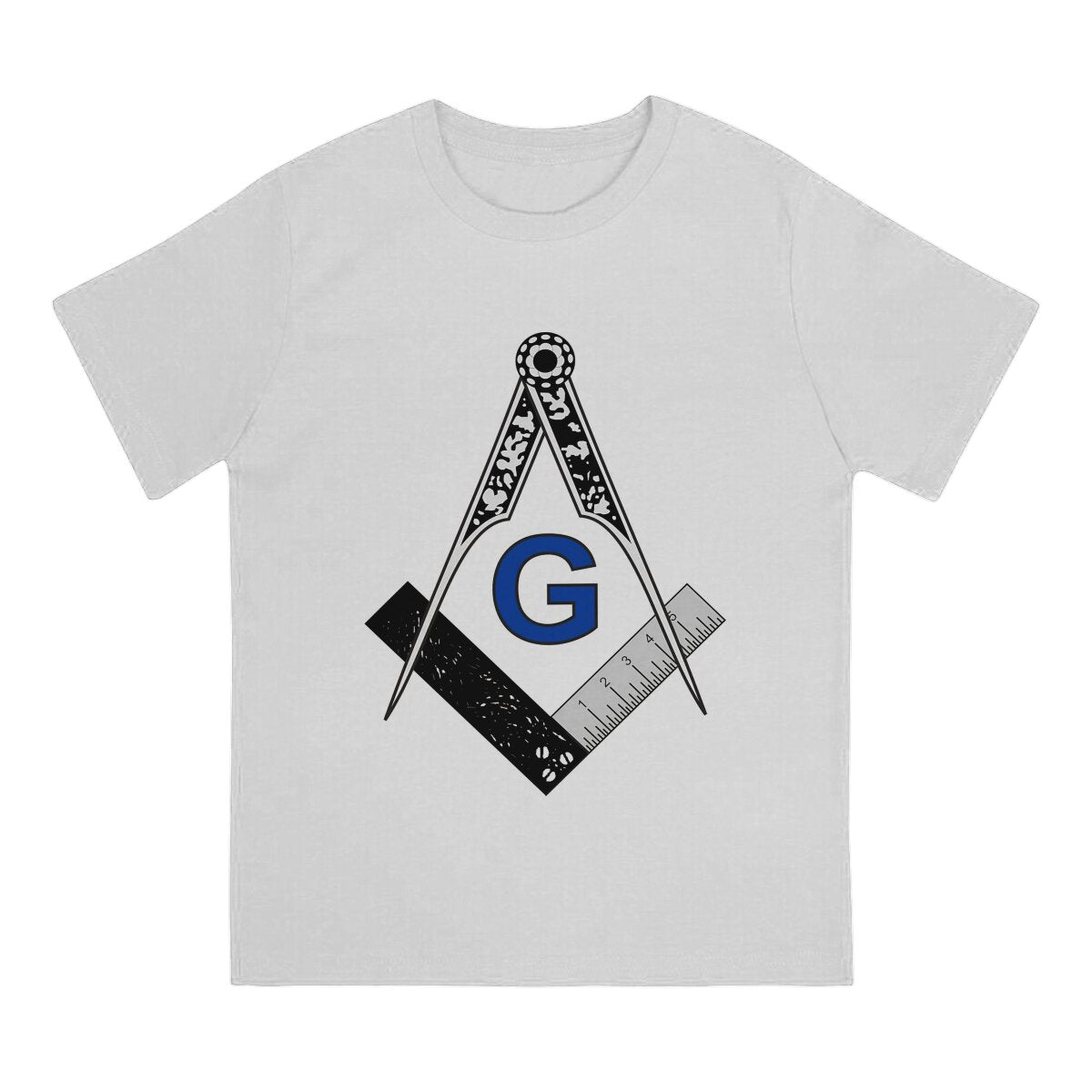 Black White Blue Harajuku Polyester TShirt Freemason Gold Square Compass Style Tops Casual T Shirt Male Tee