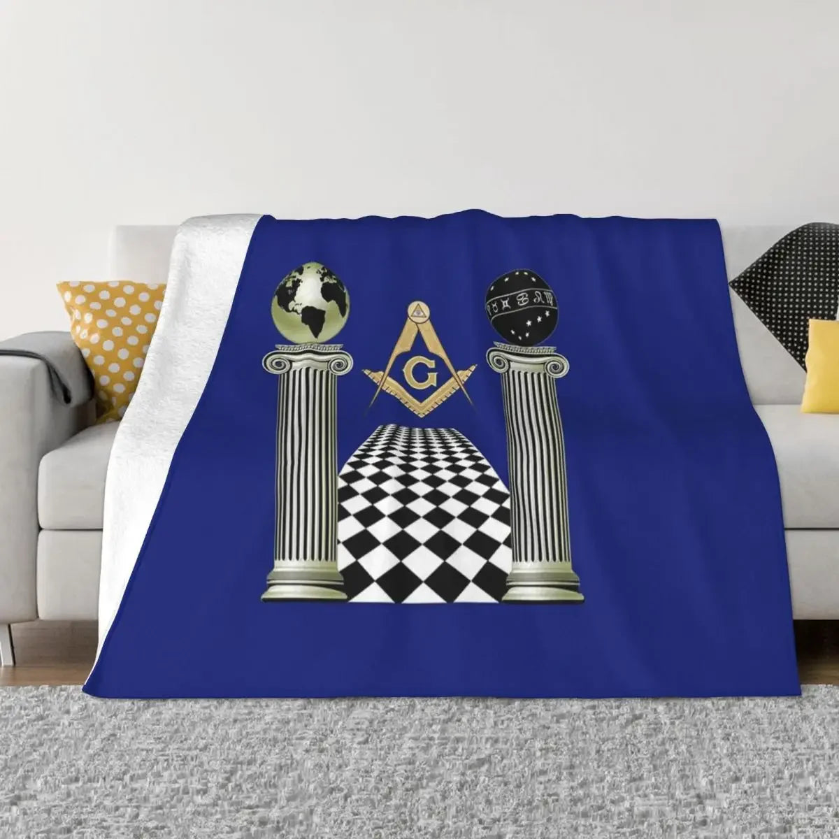 Boaz And Jachin Solomon's Temple Blanket Masonic Mason Freemason Fleece Awesome Warm Throw Blanket for Coverlet Spring Autumn