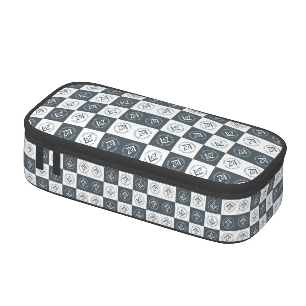 Custom Cute Gold Square Compass Masonic Freemason Pencil Cases for Freemasonry Mason Pencil Pouch School Accessories