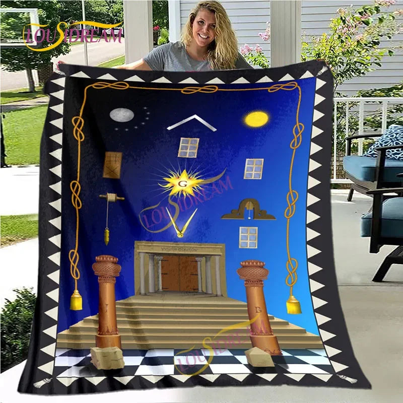 Creative Freemasonry Capital Community Blankets Masonic Lodge Soft Lightweight Thin Sheets Sofa Covers Hiking Warm Blankets.