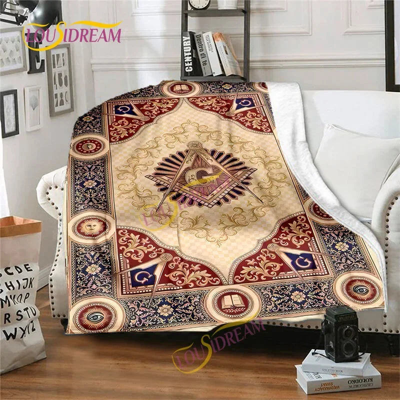 Creative Freemasonry Capital Community Blankets Masonic Lodge Soft Lightweight Thin Sheets Sofa Covers Hiking Warm Blankets.