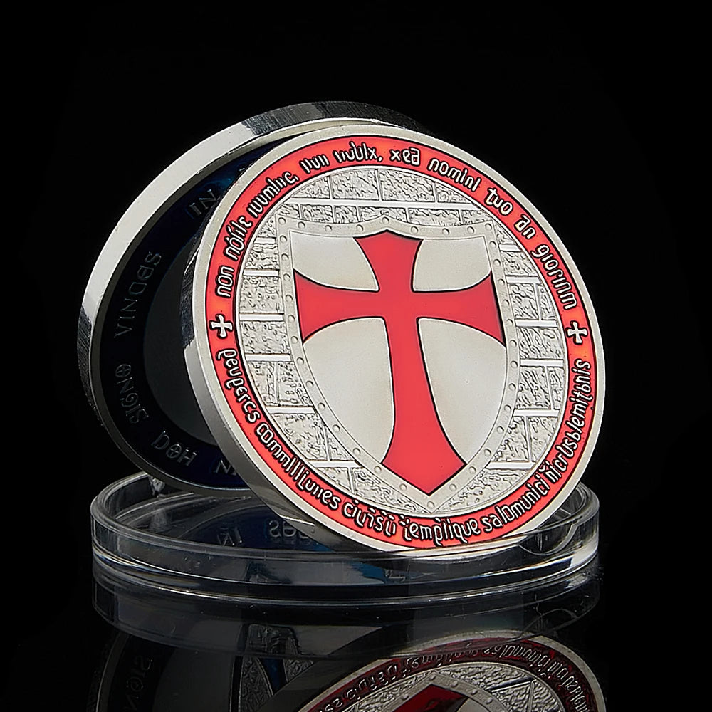 Masonic Exchange Red Knights Templar Crusaders Commemorative Masonic Freemason Silver Plated Coin