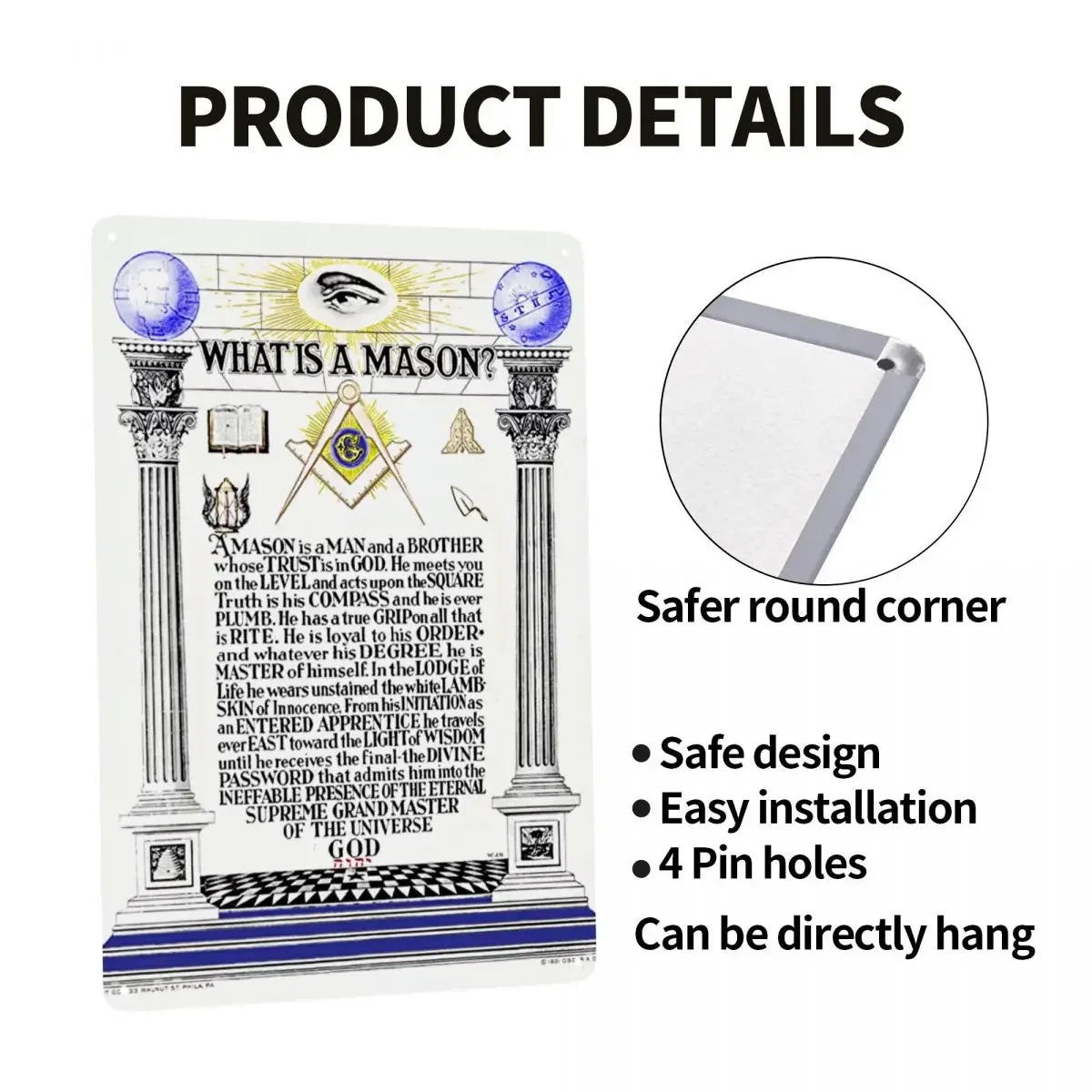 Retro What Is A Masonic Mason Metal Sign Custom POEM Master Mason Freemasonry Tin Plaques Pub Wall Bar Decor Decorations Art