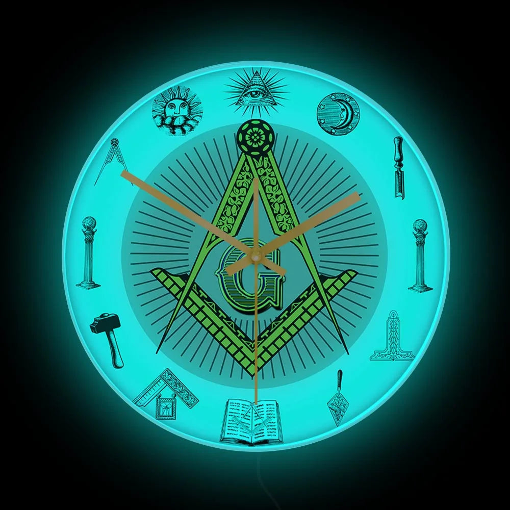 The Masonic Exchange White Square Compass Masonic Symbols Wall Clock Freemason Fancy Home Decor Clock Silent Quartz Wall Watch