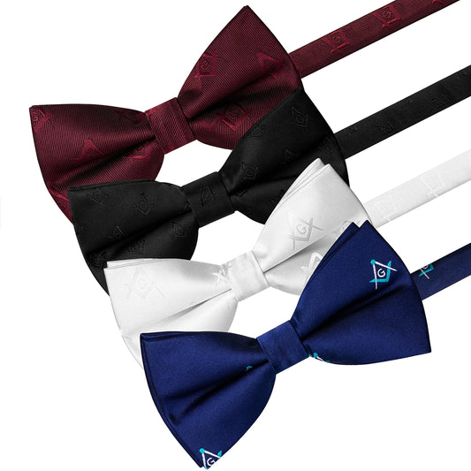 Masonic Bow Tie Square and Compasses Symbol Adjustable Bow Tie Design Men's Formal Bowtie Multiple Colors Freemasonry Accessory