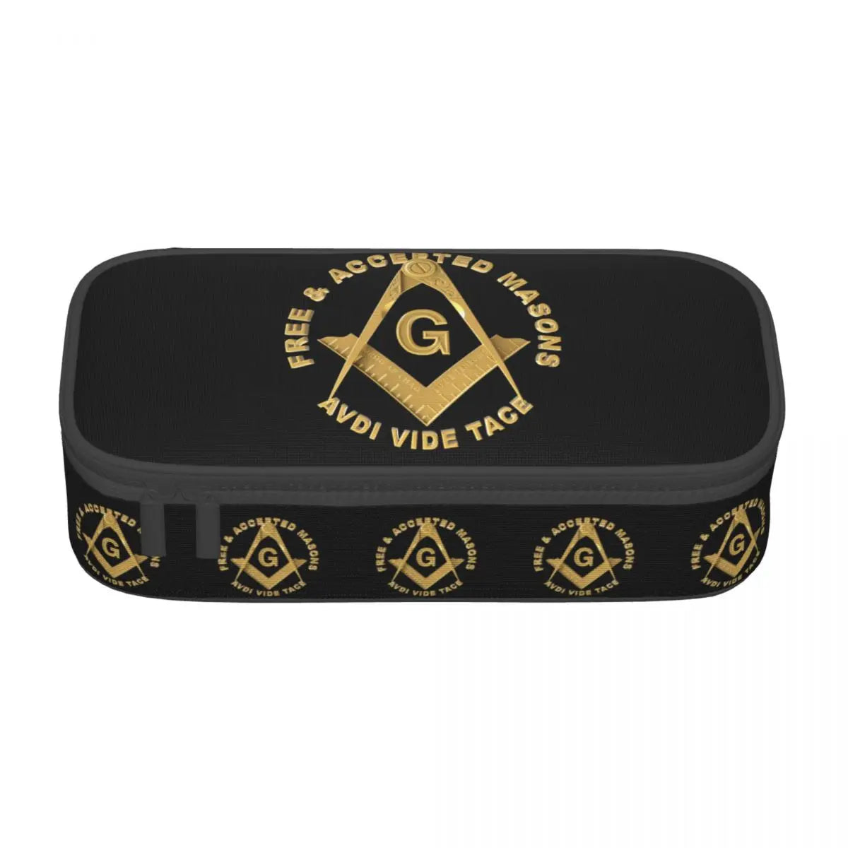 Custom Cute Gold Square Compass Masonic Freemason Pencil Cases for Freemasonry Mason Pencil Pouch School Accessories