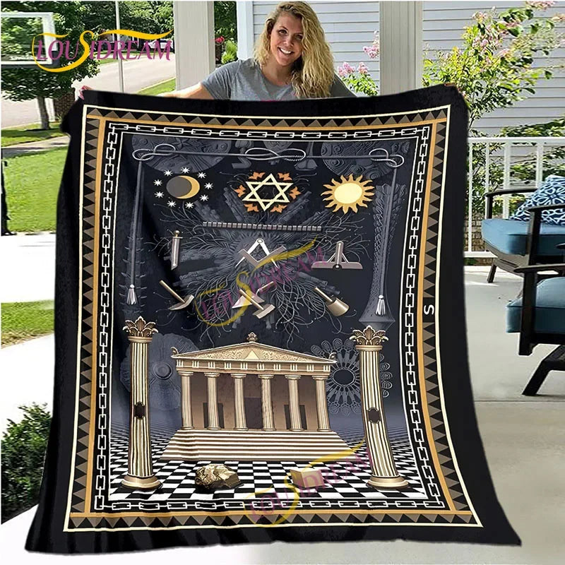 Creative Freemasonry Capital Community Blankets Masonic Lodge Soft Lightweight Thin Sheets Sofa Covers Hiking Warm Blankets.