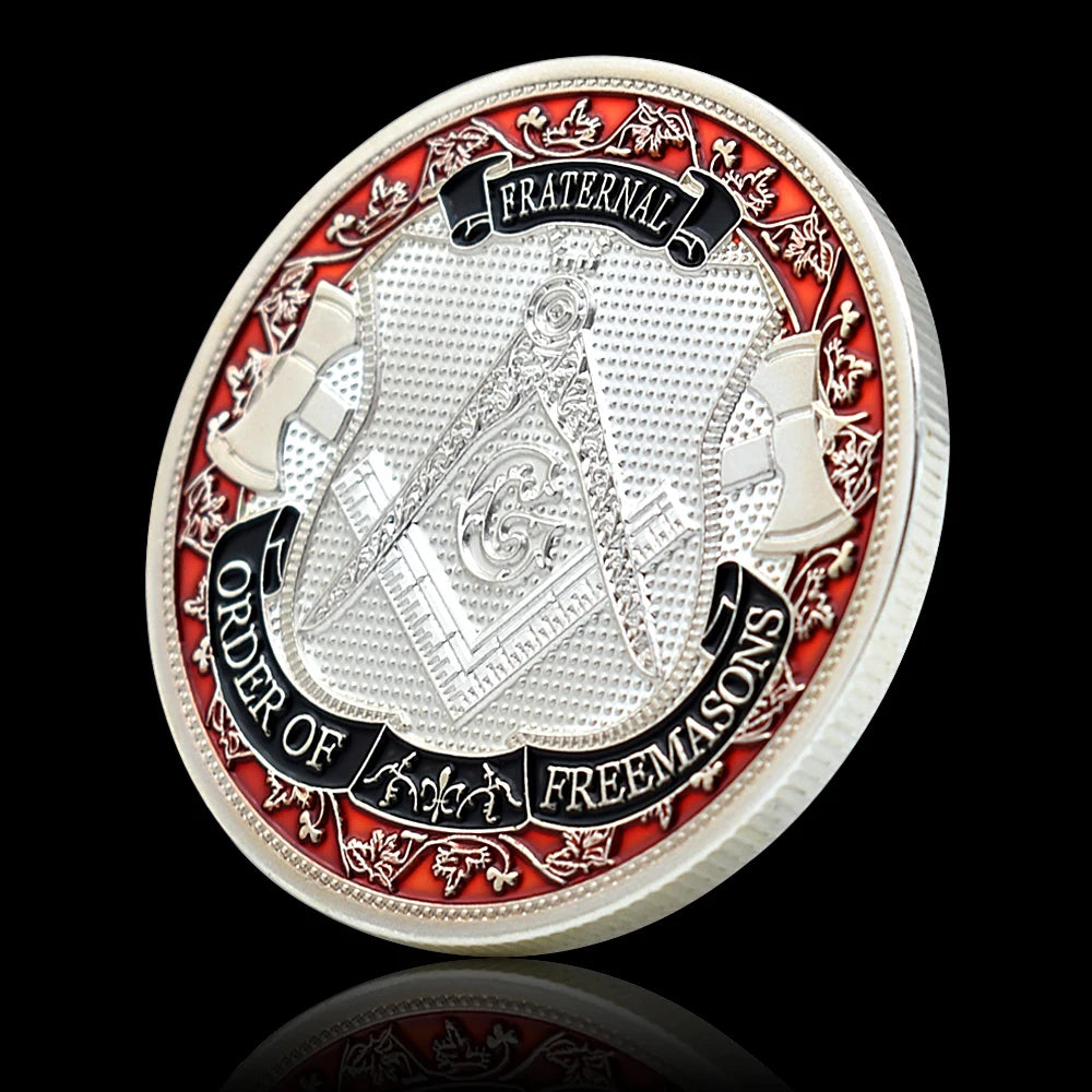 Freemasons Silver Plated Coin Collectibles Souvenir Masonic Masons 3D Commemorative Medal Challenge Coin Gift