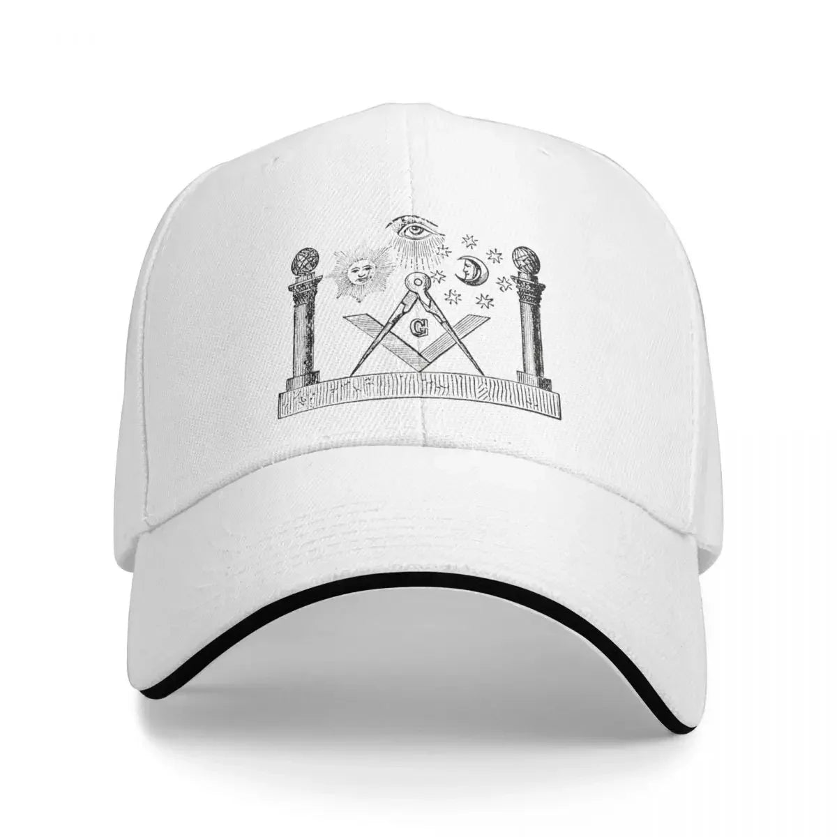 Symbols Of Masonry Freemasonry Baseball Caps Hip Hop Freemason Gold Square Compass Sandwich Cap Unisex Adjustable  Hat