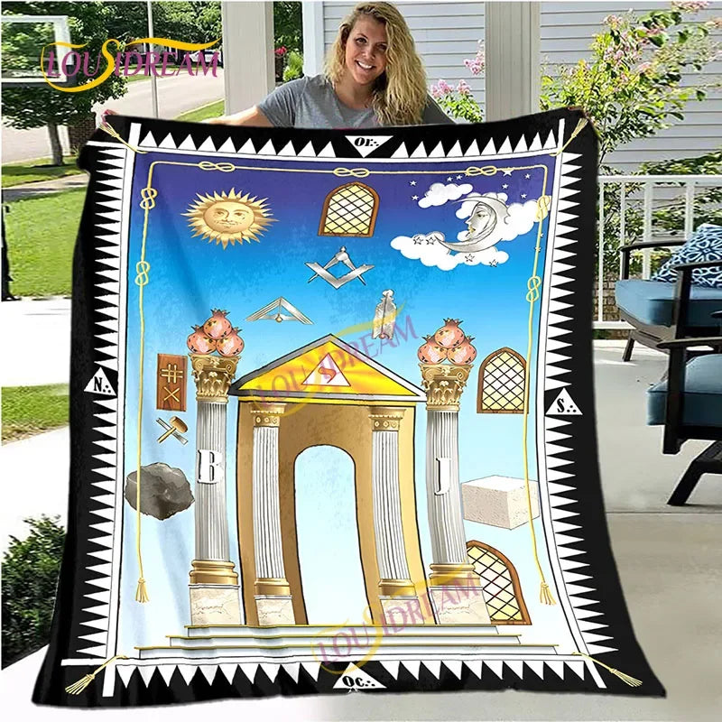 Creative Freemasonry Capital Community Blankets Masonic Lodge Soft Lightweight Thin Sheets Sofa Covers Hiking Warm Blankets.
