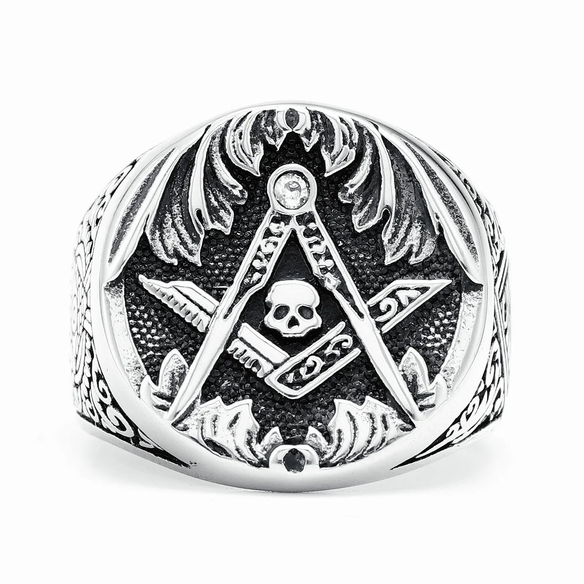 Masonic Skull Ring 316L Stainless Steel Men Eye of Truth Freemasonry Rock for Rider Male Boyfriend Jewelry Best Gift Wholesale