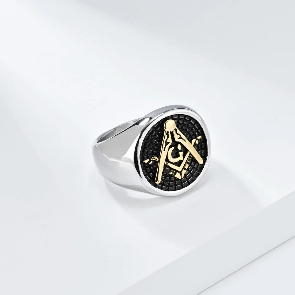 Men's Stainless Steel Vintage Masonic Freemason Rings Free and Accepted Master Masons Symbol Jewelry