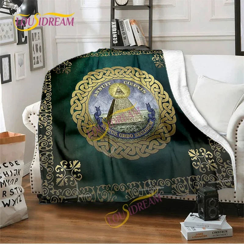 Creative Freemasonry Capital Community Blankets Masonic Lodge Soft Lightweight Thin Sheets Sofa Covers Hiking Warm Blankets.