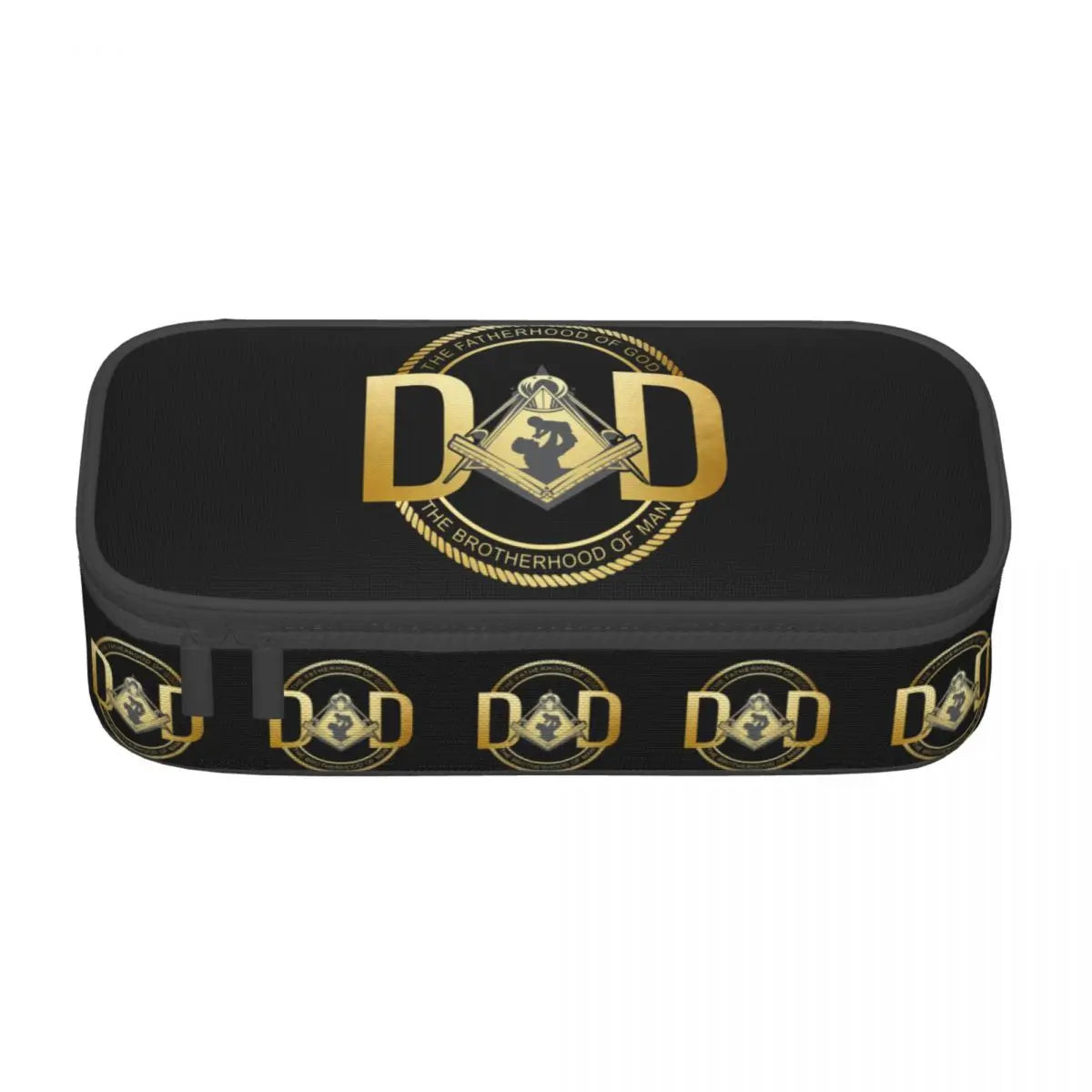 Custom Cute Gold Square Compass Masonic Freemason Pencil Cases for Freemasonry Mason Pencil Pouch School Accessories