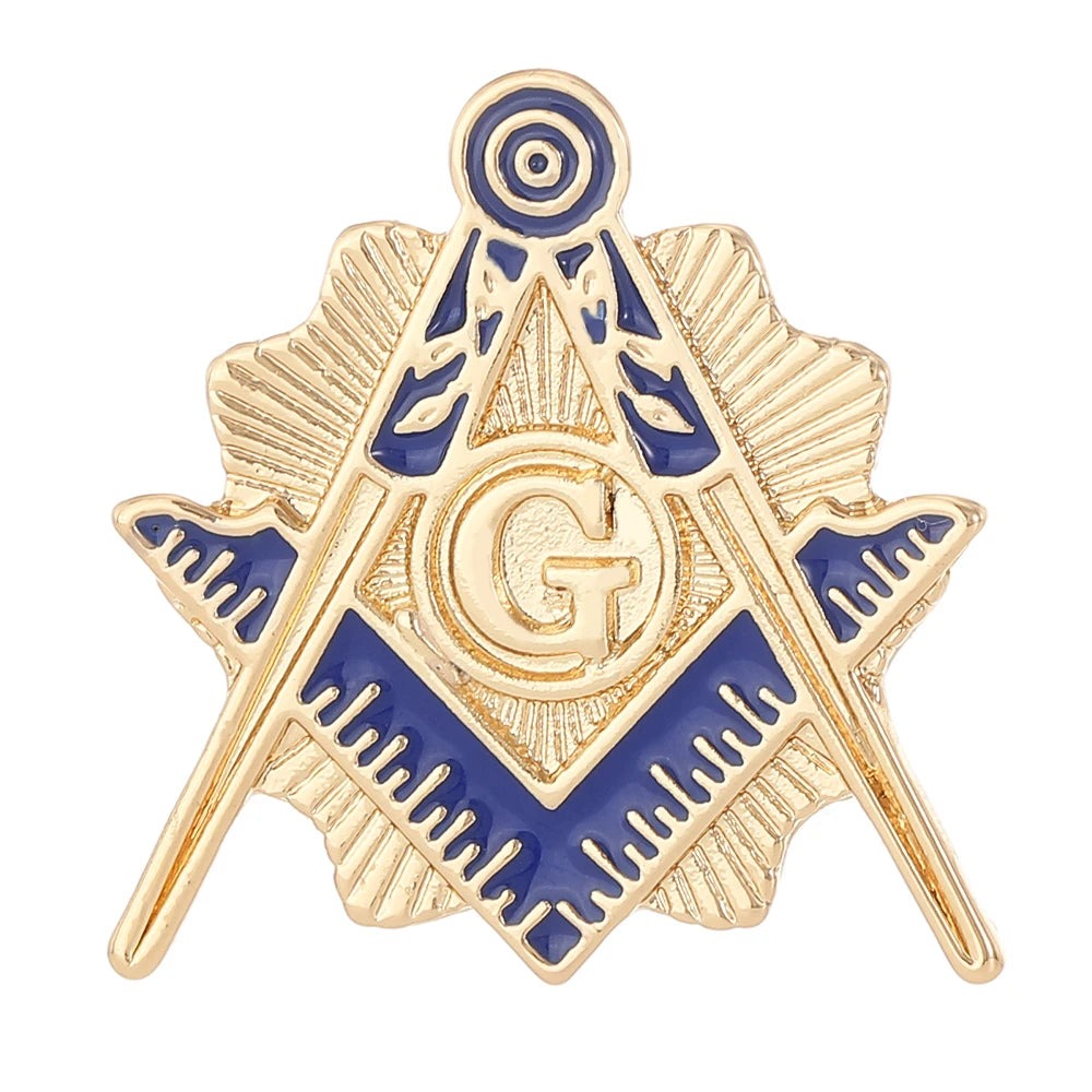 8 Styles Classic Masonic Symbols Design Enamel Pins Freemason Emblem Flag Shaped Golden Brooches
