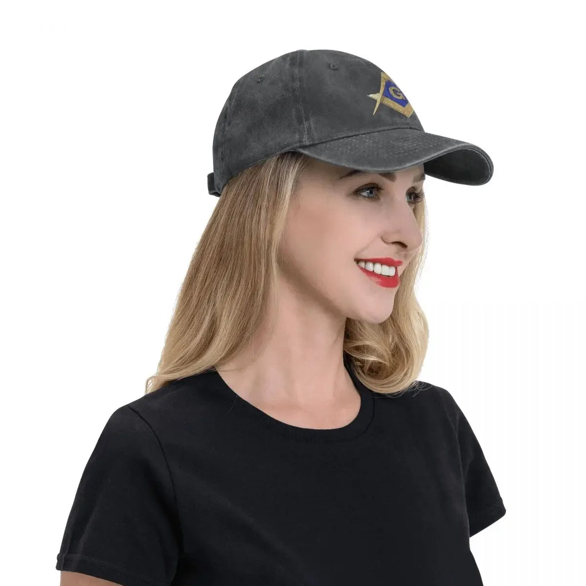Baseball Cap Snapback Hat Punk Gold Square Compass Masonic Freemason