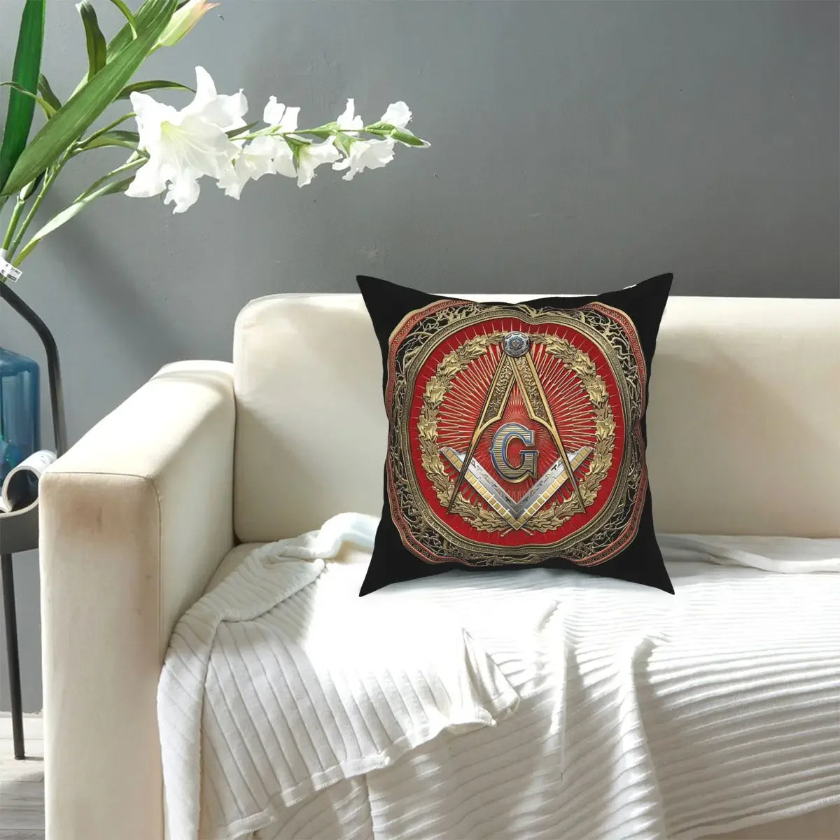 Masonic Symbols Square Pillow Case Cushions for Sofa 3rd Degree Mason