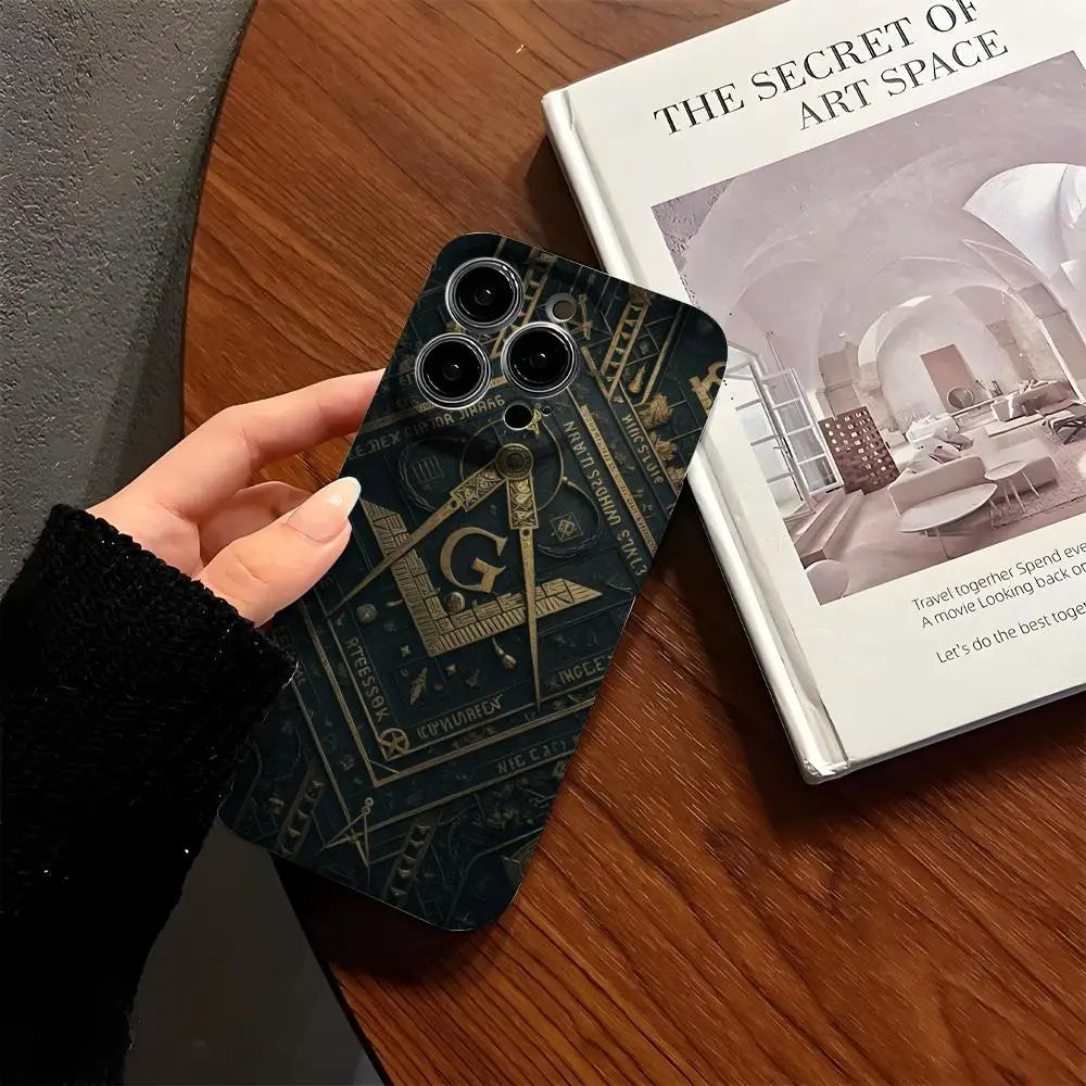Freemason Painting Phone Case Phone Case  For IPhone 17 16 15 14 13 12 11 Pro Max X XR XSMax 7 8 Plus Glossy Film Hard PC Cover