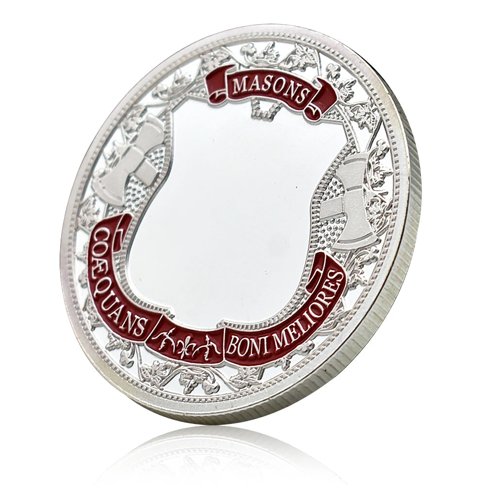 Freemasons Silver Plated Coin Collectibles Souvenir Masonic Masons 3D Commemorative Medal Challenge Coin Gift