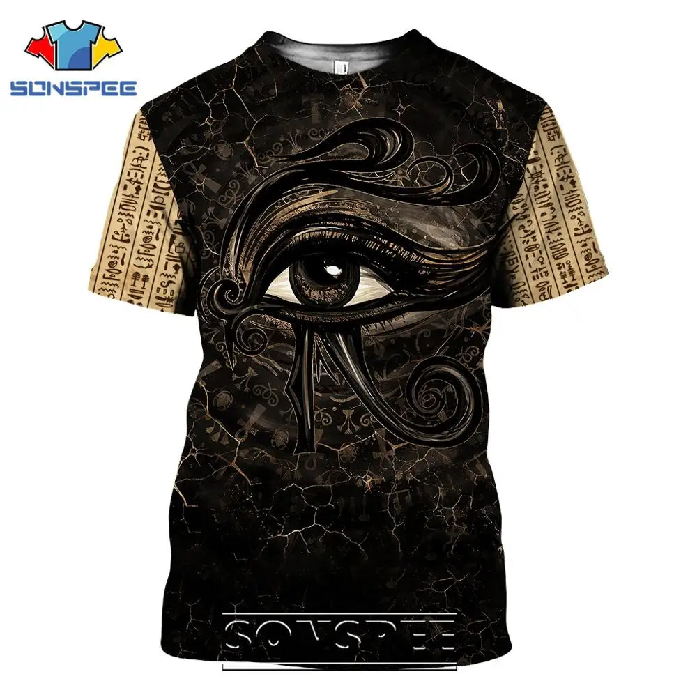 Summer 2024 Men's T-Shirt Casual 3D Printing Ancient Egypt Eye of Horus Egyptian Symbol T-Shirt Men's Women's Short Sleeve Plus