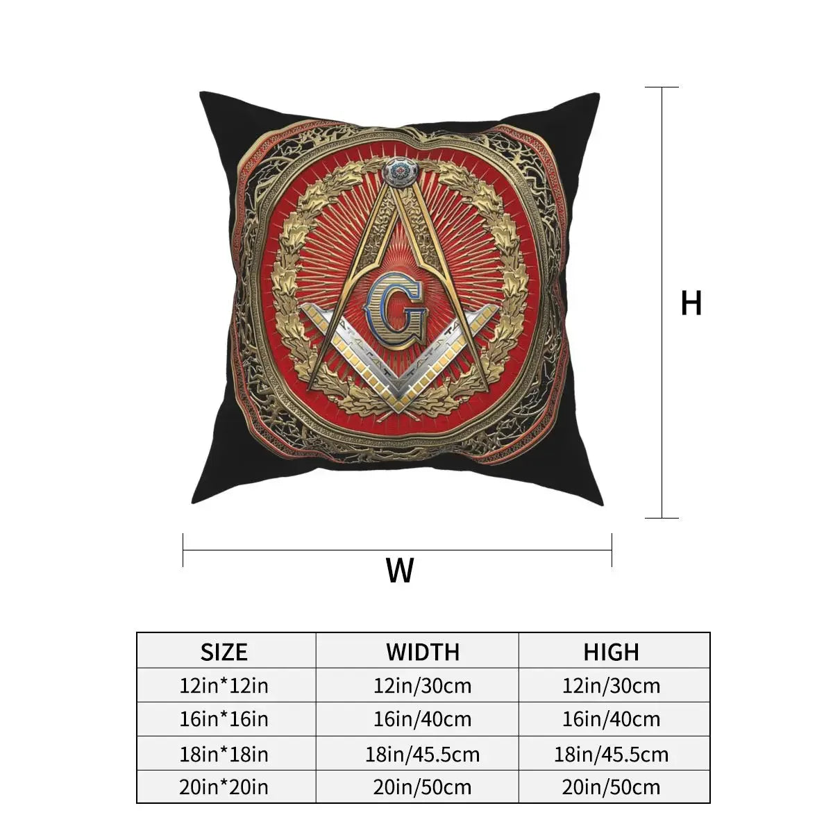 Masonic Symbols Square Pillow Case Cushions for Sofa 3rd Degree Mason
