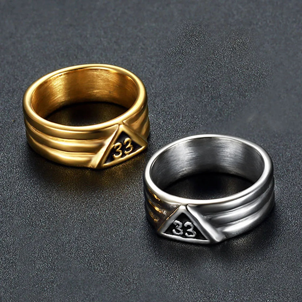 Classic Masonic Ring Stainless Steel Jewelry Fashion 33 Freemasonry Masonic Biker Mens Ring