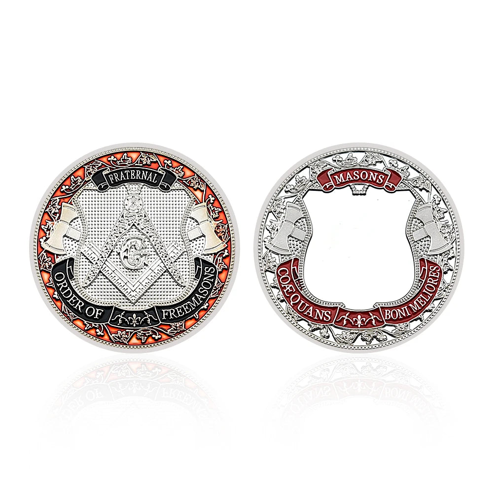 Freemasons Silver Plated Coin Collectibles Souvenir Masonic Masons 3D Commemorative Medal Challenge Coin Gift