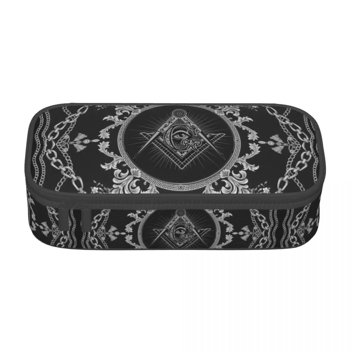 Custom Cute Gold Square Compass Masonic Freemason Pencil Cases for Freemasonry Mason Pencil Pouch School Accessories