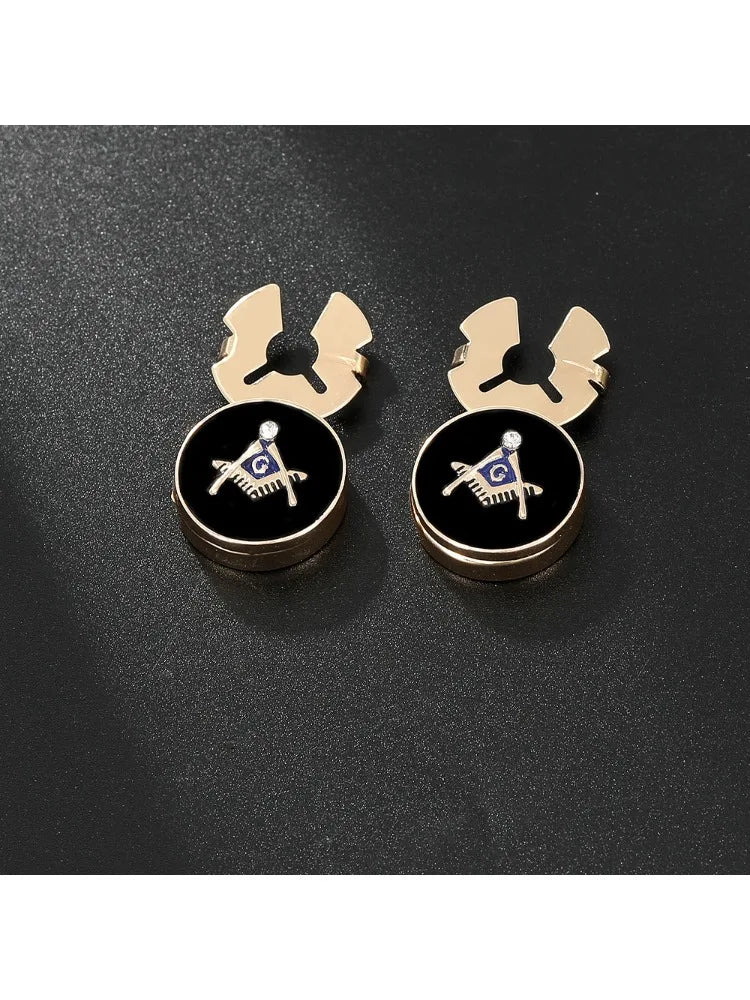 Masonic Cufflinks for Men  European Style Metal Cuff with Masonic Symbol Engraved Design Business Casual Fashion Accessories