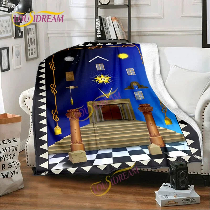 Creative Freemasonry Capital Community Blankets Masonic Lodge Soft Lightweight Thin Sheets Sofa Covers Hiking Warm Blankets.