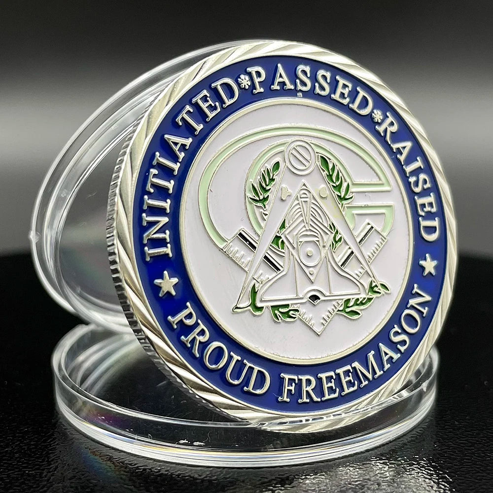 Masonic Freemason Badge Silver Coin Faith Hope Charity Badge Token Brotherhood Commemorative Coin in Capsule Souvenir