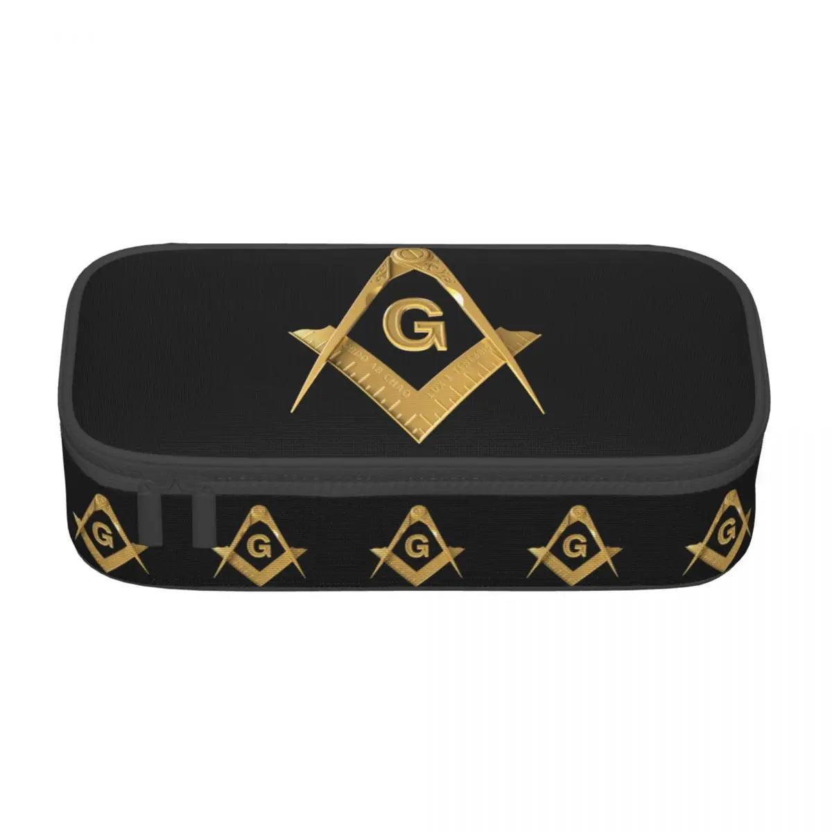 Custom Cute Gold Square Compass Masonic Freemason Pencil Cases for Freemasonry Mason Pencil Pouch School Accessories