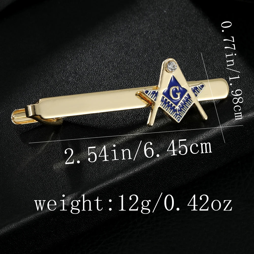 Golden Freemason Emblem Masonic Symbols Tie Clip For Mens