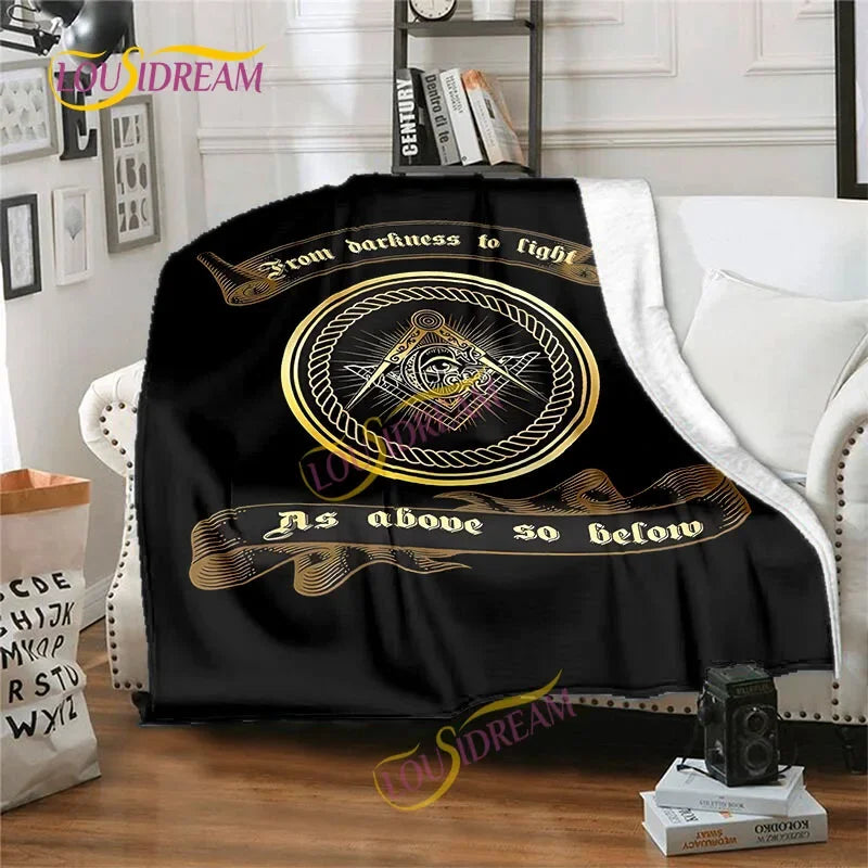Creative Freemasonry Capital Community Blankets Masonic Lodge Soft Lightweight Thin Sheets Sofa Covers Hiking Warm Blankets.