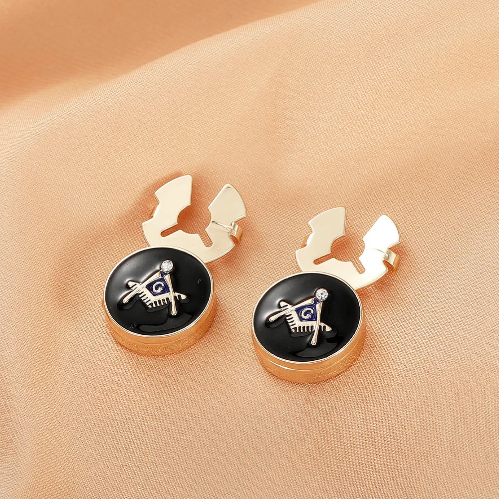 Masonic Cufflinks for Men  European Style Metal Cuff with Masonic Symbol Engraved Design Business Casual Fashion Accessories