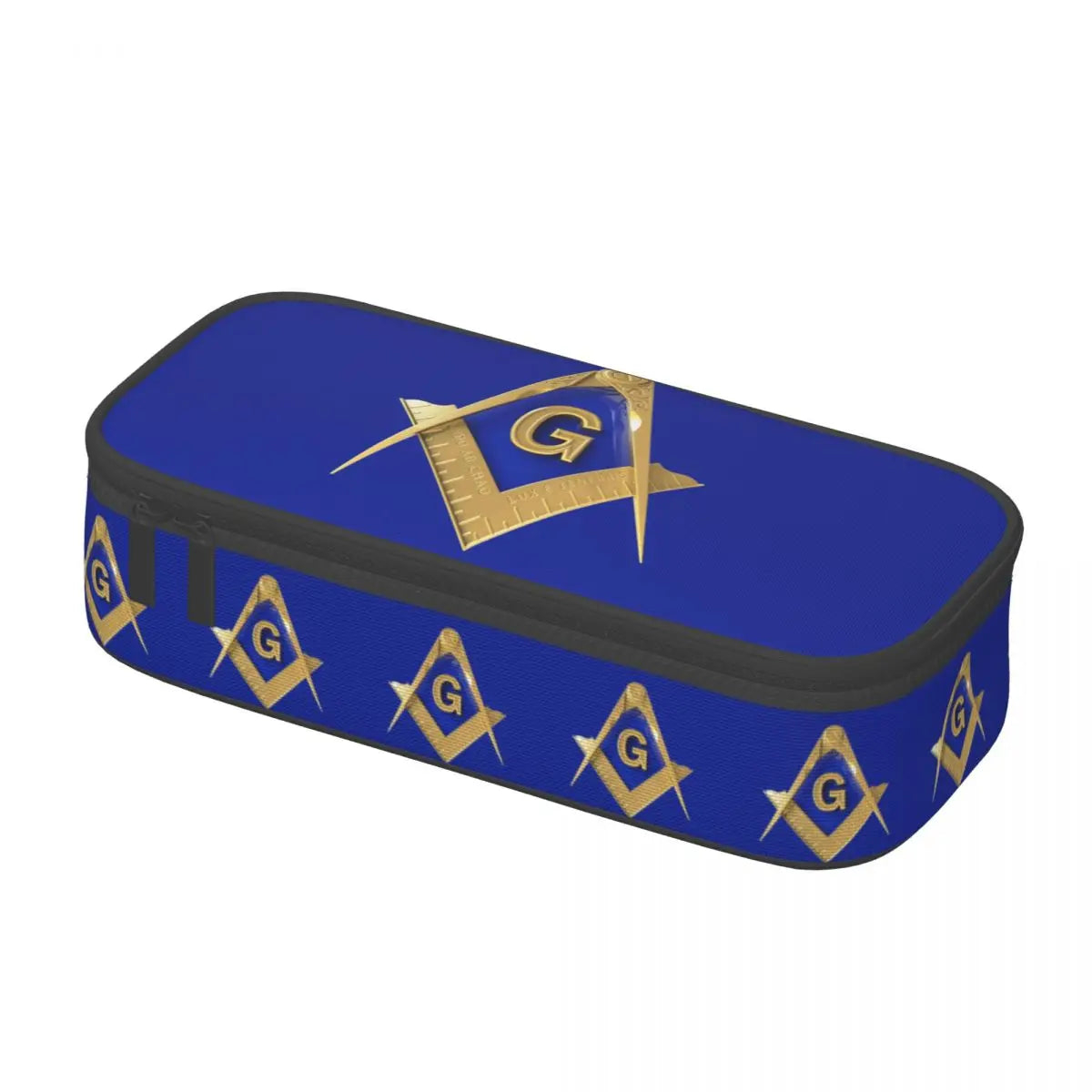 Custom Cute Gold Square Compass Masonic Freemason Pencil Cases for Freemasonry Mason Pencil Pouch School Accessories