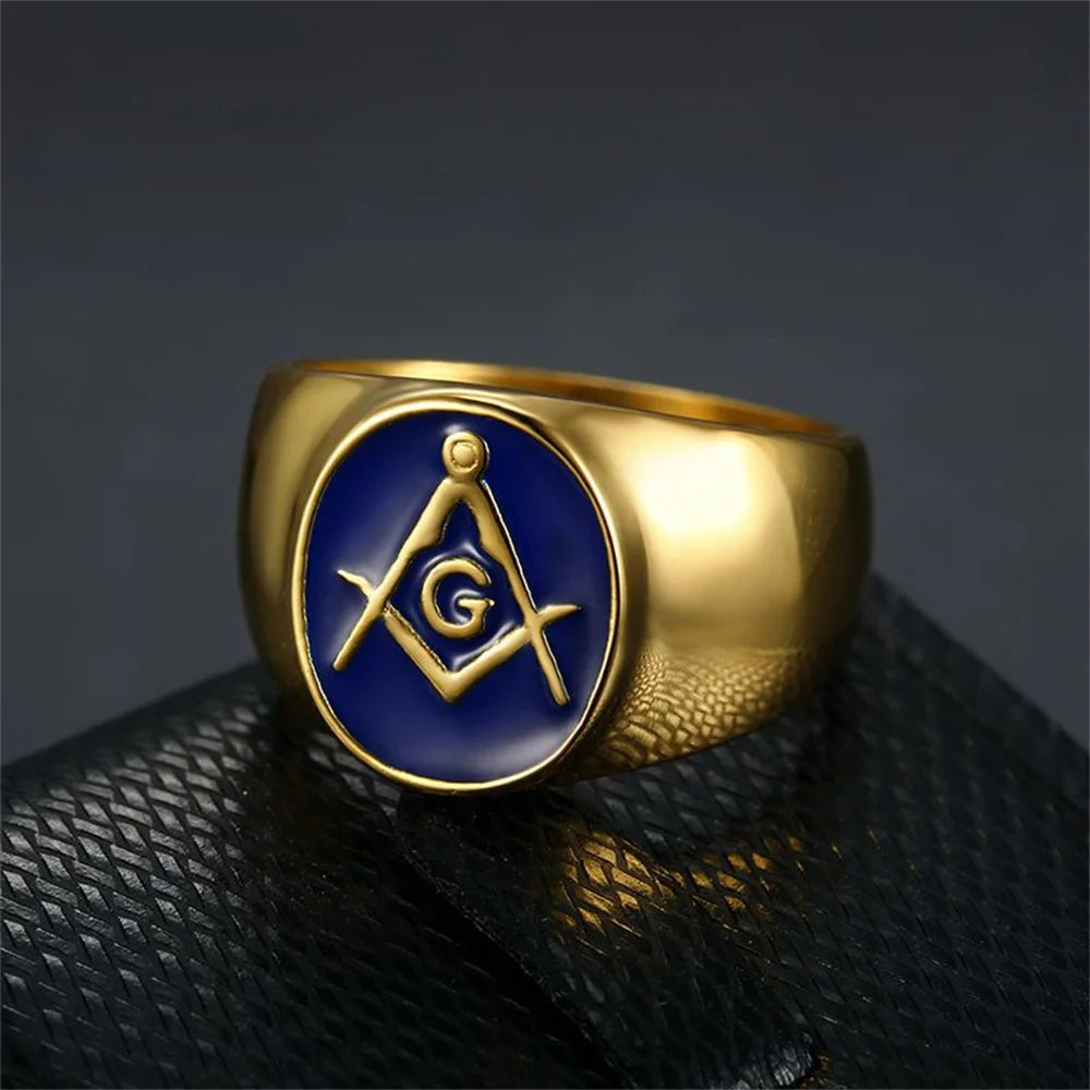 Punk Mason Masonic Symbol Ring Gold Color Stinless Steel Master Rings For Men Women Freemasonry Fashion Party Jewelry Gift 2025