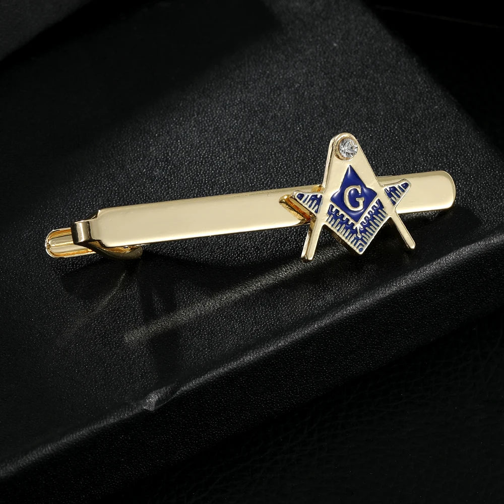 Golden Freemason Emblem Masonic Symbols Tie Clip For Mens