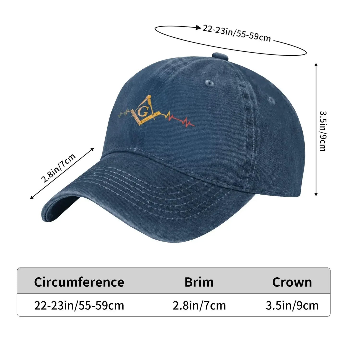 Freemason Symbol Square Compass G Lodge Masonic Gifts Baseball Cap Retro Adjustable Dad Hats for Men Women Navy Blue